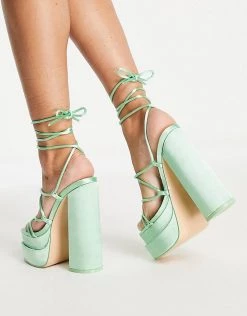 Cheap 🌟 Public Desire Glow Girl Platform Heel 🩴 Sandals In Mint Green For Women Blue ❤️ -Outlet Women's Public Desire Store unnamed file 1657