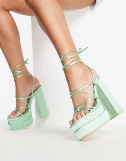 Cheap 🌟 Public Desire Glow Girl Platform Heel 🩴 Sandals In Mint Green For Women Blue ❤️ -Outlet Women's Public Desire Store unnamed file 1658