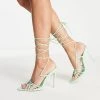 New 🛒 Public Desire Wide Fit Valencia Pointed Toe Heel 🩴 Sandals With Ankle Tie In Mint For Women ❤️ -Outlet Women's Public Desire Store unnamed file 1685