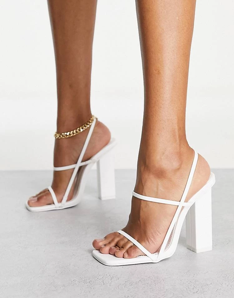Outlet ๐ Public Desire Wide Fit Halley Block Heel Barely There ๐ฉด Sandals In White For Women White Pu โค๏ธ 5 Outlet ๐ Public Desire Wide Fit Halley Block Heel Barely There ๐ฉด Sandals In White For Women White Pu โค๏ธ - Image 3