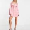 Cheapest 💯 Public Desire Satin Tie Mini Slip 👗 Dress In Pink For Women 👍 -Outlet Women's Public Desire Store unnamed file 175