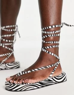 Wholesale 😉 Public Desire Beachbabe Flatform 🩴 Sandals In Zebra Print For Women 👍 -Outlet Women's Public Desire Store unnamed file 1782