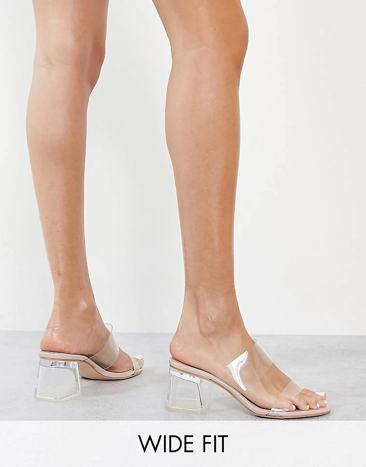 Hot Sale ๐ Public Desire Wide Fit Aries Mules With Clear Straps In Beige For Women โ 3 Hot Sale ๐ Public Desire Wide Fit Aries Mules With Clear Straps In Beige For Women โ