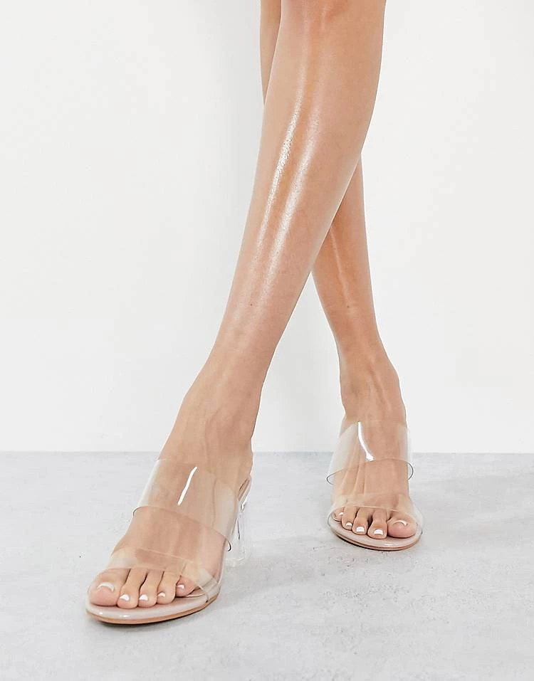 Hot Sale ๐ Public Desire Wide Fit Aries Mules With Clear Straps In Beige For Women โ 6 Hot Sale ๐ Public Desire Wide Fit Aries Mules With Clear Straps In Beige For Women โ - Image 4