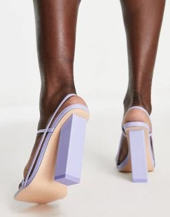 Deals ❤️ Public Desire Wide Fit Halley Block Heel Barely There 🩴 Sandals In Lilac For Women 💯 -Outlet Women's Public Desire Store unnamed file 1798