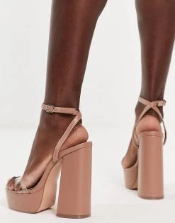 Cheapest ✔️ Public Desire Manhatton Platform High Heeled 🩴 Sandals In Toffee Pu For Women 😍 -Outlet Women's Public Desire Store unnamed file 1802