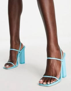 Best deal 🎁 Public Desire Halley Block Heel Barely There 🩴 Sandals In Aqua Blue For Women 🌟 -Outlet Women's Public Desire Store unnamed file 1807