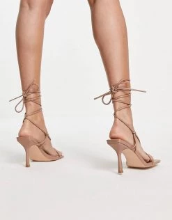 New 😉 Public Desire Wide Fit Harriet Heel 🩴 Sandals With Ankle Tie In Toffee For Women 🔥 -Outlet Women's Public Desire Store unnamed file 1816