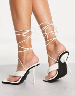 Deals 🔔 Public Desire Grand Heel 🩴 Sandals With Toe Post In Off White For Women Off White Pu 🔔 -Outlet Women's Public Desire Store unnamed file 1843