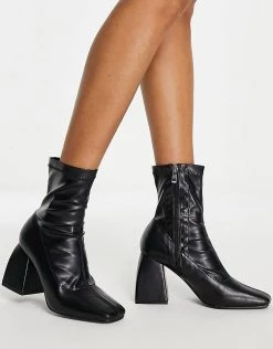 Flash Sale ❤️ Public Desire Supreme Square Toe Sock 🥾 Boots In Black For Women Black Stretch Pu 🛒 -Outlet Women's Public Desire Store unnamed file 1878