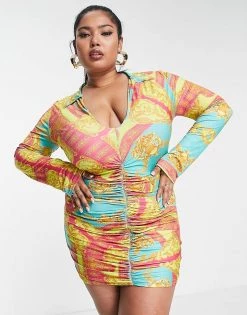 Best Pirce 😉 Public Desire Curve Scarf Print Mini 👗 Dress For Women Multi ⌛ -Outlet Women's Public Desire Store unnamed file 193