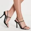 Flash Sale 🤩 Public Desire Wide Fit Jessica Heel 🩴 Sandals In Black Satin For Women ⭐