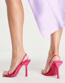 Cheap 😉 Public Desire Jessica Heel 🩴 Sandals In Pink Satin For Women 🔔 -Outlet Women's Public Desire Store unnamed file 1971