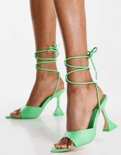 Promo 👍 Public Desire Wide Fit Smokey Heel 🩴 Sandals In Neon Green For Women 🛒 -Outlet Women's Public Desire Store unnamed file 1998