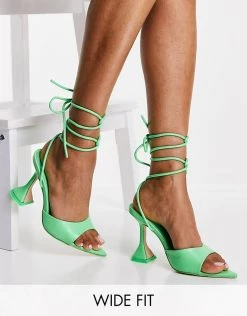 Promo 👍 Public Desire Wide Fit Smokey Heel 🩴 Sandals In Neon Green For Women 🛒 -Outlet Women's Public Desire Store unnamed file 1999