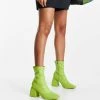 Discount 💯 Public Desire Wide Fit Supreme Square Toe Sock 🥾 Boots In Lime For Women Lime Pu 🧨 -Outlet Women's Public Desire Store unnamed file 2000