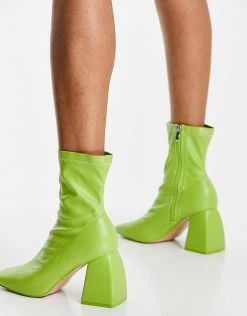 Discount 💯 Public Desire Wide Fit Supreme Square Toe Sock 🥾 Boots In Lime For Women Lime Pu 🧨 -Outlet Women's Public Desire Store unnamed file 2001