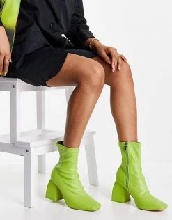 Discount 💯 Public Desire Wide Fit Supreme Square Toe Sock 🥾 Boots In Lime For Women Lime Pu 🧨 -Outlet Women's Public Desire Store unnamed file 2003