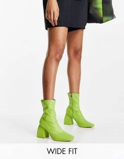 Discount 💯 Public Desire Wide Fit Supreme Square Toe Sock 🥾 Boots In Lime For Women Lime Pu 🧨 -Outlet Women's Public Desire Store unnamed file 2004