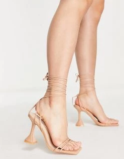 Hot Sale 🌟 Public Desire Wide Fit Dymond Heel 🩴 Sandals In Beige For Women Nude Pu 👏 -Outlet Women's Public Desire Store unnamed file 2023