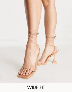 Hot Sale 🌟 Public Desire Wide Fit Dymond Heel 🩴 Sandals In Beige For Women Nude Pu 👏 -Outlet Women's Public Desire Store unnamed file 2024