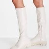 New ⭐ Public Desire Recognise Pull On Knee 🥾 Boots In Ecru For Women 🤩 -Outlet Women's Public Desire Store unnamed file 2080