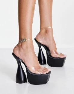 Flash Sale ⌛ Public Desire Winner High Platform 🩴 Sandals With Statement Heel In Black For Women 👏 -Outlet Women's Public Desire Store unnamed file 2094