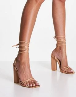 Hot Sale 🛒 Public Desire Amira Block Heel 🩴 Sandals In Beige For Women 😀 -Outlet Women's Public Desire Store unnamed file 2103