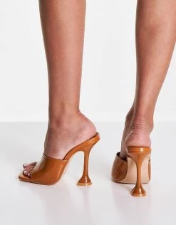 Coupon ✨ Public Desire Flame Heeled Mules In Brown Patent For Women Beige Patent 🥰 -Outlet Women's Public Desire Store unnamed file 2106
