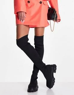 Top 10 ⭐ Public Desire Manifest Over The Knee 🥾 Boots In Black Knit For Women 🤩