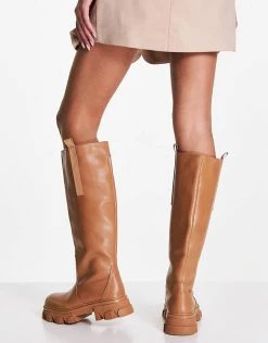 Hot Sale ✨ Public Desire Genius Flat Knee 🥾 Boots In Camel For Women 😀 -Outlet Women's Public Desire Store unnamed file 2137