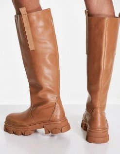 Hot Sale ✨ Public Desire Genius Flat Knee 🥾 Boots In Camel For Women 😀 -Outlet Women's Public Desire Store unnamed file 2138