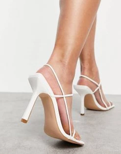 Budget 🥰 Public Desire Rayelle Heeled 🩴 Sandals With Square Toes In White For Women 🛒 -Outlet Women's Public Desire Store unnamed file 2167