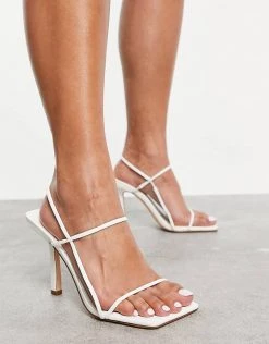 Budget 🥰 Public Desire Rayelle Heeled 🩴 Sandals With Square Toes In White For Women 🛒 -Outlet Women's Public Desire Store unnamed file 2169