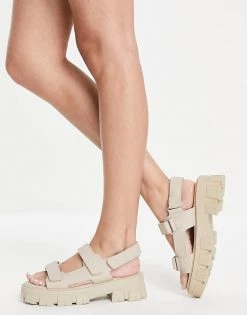 Promo 😉 Public Desire Wide Fit Brighton Chunky Sporty Velcro 🩴 Sandals In Camel For Women 🔔 -Outlet Women's Public Desire Store unnamed file 2172