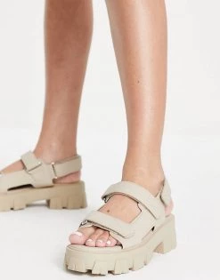 Promo 😉 Public Desire Wide Fit Brighton Chunky Sporty Velcro 🩴 Sandals In Camel For Women 🔔 -Outlet Women's Public Desire Store unnamed file 2173