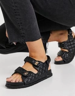 Deals 😉 Public Desire Carmen Chunky Grandad 🩴 Sandals In Black Quilt For Women Black Pu 🔥 -Outlet Women's Public Desire Store unnamed file 2214
