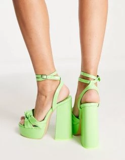 Deals 🤩 Public Desire Verona Platform Heeled 🩴 Sandals In Lime Patent For Women Lime Green 👏 -Outlet Women's Public Desire Store unnamed file 2218