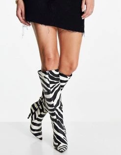 Buy 😀 Public Desire Best Believe Knee High Heel 🥾 Boots In Zebra For Women 🔥 -Outlet Women's Public Desire Store unnamed file 2227