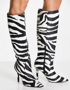 Buy 😀 Public Desire Best Believe Knee High Heel 🥾 Boots In Zebra For Women 🔥 -Outlet Women's Public Desire Store unnamed file 2228