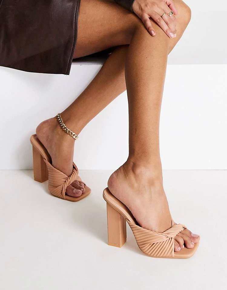 Discount ⭐ Public Desire Lady Block Heel 🩴 Sandals In Beige Pu For Women 😉 5 Discount ⭐ Public Desire Lady Block Heel 🩴 Sandals In Beige Pu For Women 😉 - Image 3