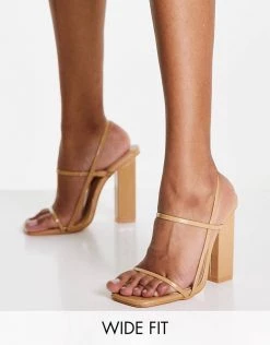 Best reviews of ⌛ Public Desire Wide Fit Halley Block Heel 🩴 Sandals In Camel Patent For Women ⌛