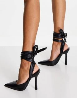 Best deal ⌛ Public Desire Wide Fit Anushka Tie Up Heel 👟 Shoe In Black For Women ⌛ -Outlet Women's Public Desire Store unnamed file 2243