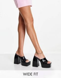 Cheapest 😉 Public Desire Wide Fit Tempting Platform Heel Mules In Black Patent For Women 🛒 -Outlet Women's Public Desire Store unnamed file 2249