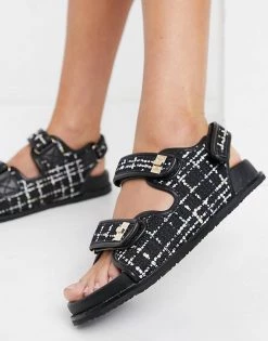Budget 😉 Public Desire Carmen Chunky Grandad 🩴 Sandals In Black Boucle For Women ✔️ -Outlet Women's Public Desire Store unnamed file 2252