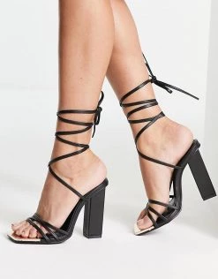 Cheapest 👏 Public Desire Amira Block Heel 🩴 Sandals In Black For Women Black Pu 👏 -Outlet Women's Public Desire Store unnamed file 2269