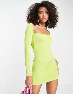 Top 10 ✨ Public Desire Ruched Back Mini 👗 Dress In Lime For Women Chartreusse 🎉 -Outlet Women's Public Desire Store unnamed file 228