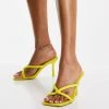 New ❤️ Public Desire Wide Fit Thalia Barely There Knot Mid Heel 🩴 Sandals In Yellow For Women 👏 -Outlet Women's Public Desire Store unnamed file 2290