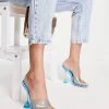 Discount ✔️ Public Desire New Vinyl Heel Mule 🩴 Sandals In Blue For Women Blue Vinyl 🎉 -Outlet Women's Public Desire Store unnamed file 2300