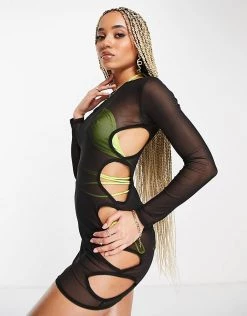 Best Sale ✨ Public Desire Mesh Beach 👗 Dress In Black For Women 😍 -Outlet Women's Public Desire Store unnamed file 232